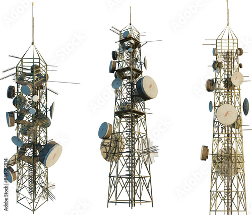 Satellite communication Tower 4k png cutout isolate