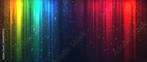 Vibrant Neon Rainbow Gradient Lights with Sparkling Stars in Minimal Dark Background