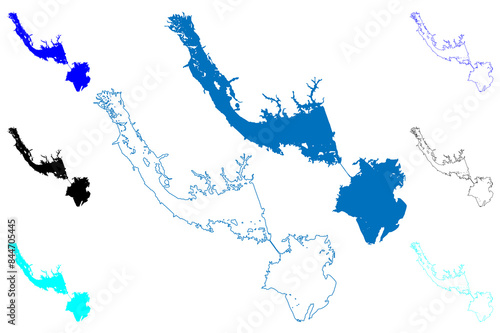 Lake Marion and Moultrie Reservoir (United States of America, North America, us, usa, South Carolina) map vector illustration, scribble sketch Santee and Pinopolis Dam map