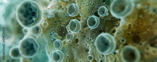 Detailed microscopic close-up view of mold spores