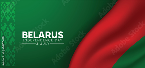 Belarus Independence Day 3 July waving flag vector poster