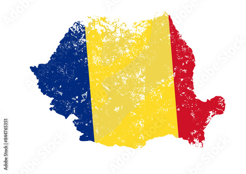 map with romania flag with grunge effect - vector illustration