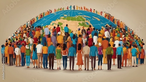 Global Population: People from different cultures, backgrounds, and ages, Diverse Faces and Richness and diversity of the global population. - World Population Day Reflection. Cultural Diversity