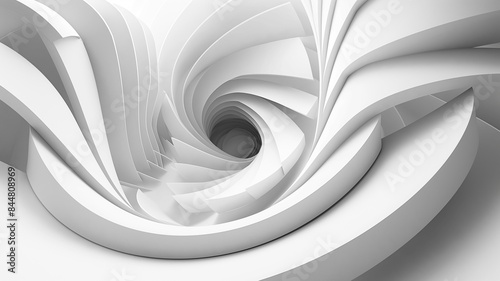Abstract white curved blocks 3D background