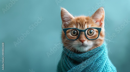 A cat in superhero costume and glasses relaxes on a couch