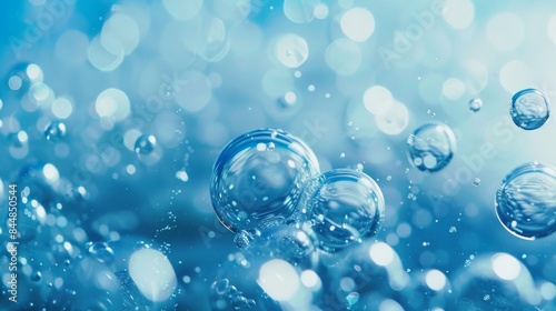 Closeup of Air Bubbles in Blue Water background 