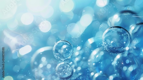 Closeup of Air Bubbles in Blue Water background 