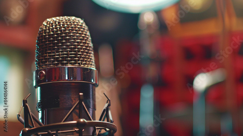 condenser microphone on music studio for singing and dubbing