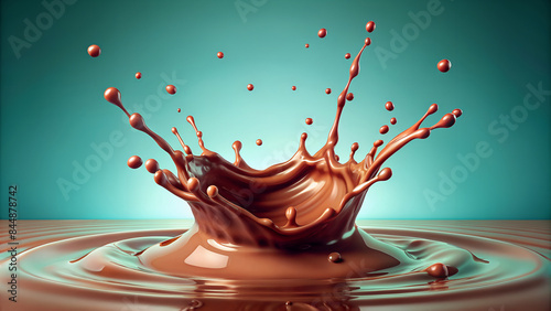 Chocolate melt and splash on isolated background. realistic texture, realistic light and shade,