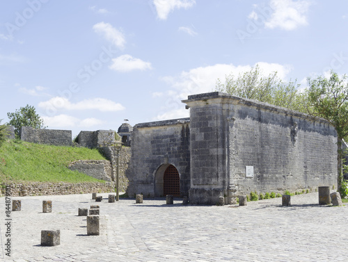  Military citadel of Brouage. Old garrison of the Charentais marshes Defense system city gate closing the royal Bastion