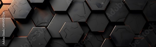 a high-definition, realistic representation of an abstract black texture background, intricately composed of hexagonal shapes, evoking a sense of depth and sophistication in vector illustration.