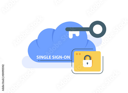 Single Sign-on concept,Login easily with SSO tool,Data protection, Cyber security and privacy concept