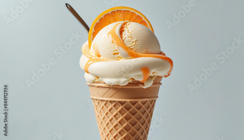 Watercolor Painting of Refreshing Orange Gelato on a Summer Day