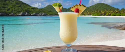 Tropical Vibes: Enjoy a Refreshing Colada Drink by the Beach