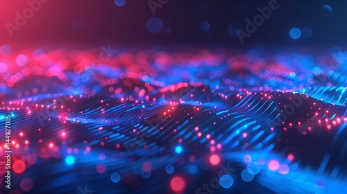 a blue and red background with a glowing light
