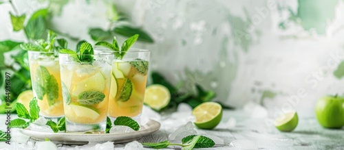 Refreshing Apple Mint Julep Served on a White Summer Table