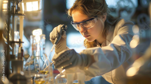 Female scientist conducting an experiment in a laboratory