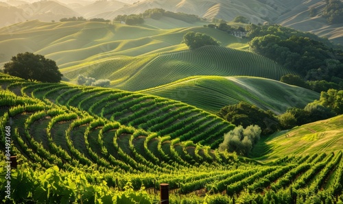 Rolling hills with vineyards