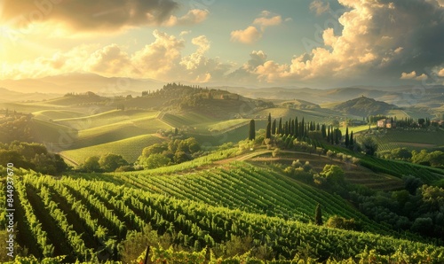 Rolling hills with vineyards