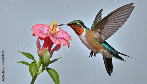 Hummingbirds gracefully soar through vibrant tropical gardens in search of sweet nectar