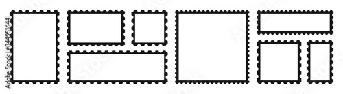 Postage stamps set. Postage stamp borders. Postage stamp vector illustration. Postmark icon set. Postage Stamps collection