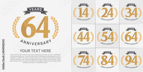 anniversary logotype set vector, brown color and black ribbon for special day celebration