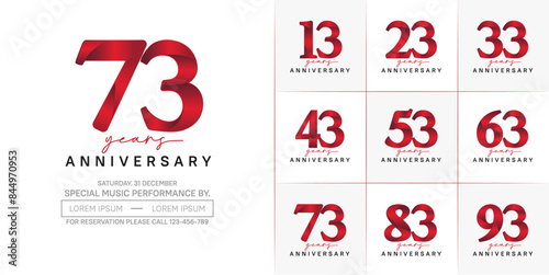 anniversary logotype set vector, red and black color for special day celebration