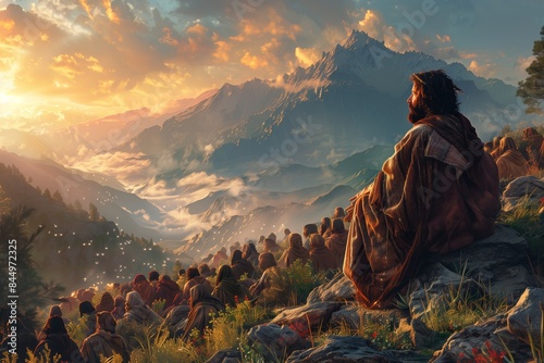 Jesus Illustrates Nature's Sermons with Parables: Generative Mountain Setting