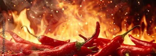 Extra spicy red chili pepper horizontal banner wallpaper background 