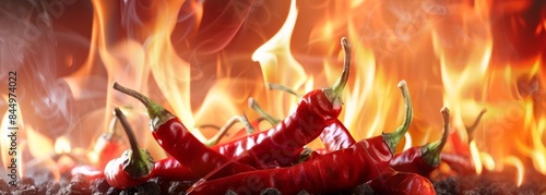 Extra spicy red chili pepper horizontal banner wallpaper background 