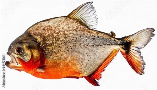 red belly piranha - Pygocentrus nattereri - native to South America, found in the Amazon, known for mass feeding frenzies consuming entire large animals in minutes. isolated on white background