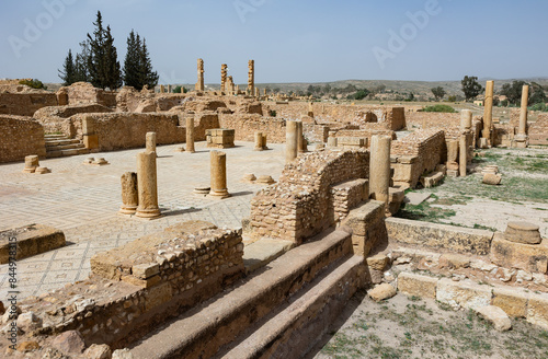 Ancient Roman heritage, remains of ancient majestic thermes bathing-place in city of Sufetula in Tunisia. Architectural monument, historical landmark, Roman Subaytilah Grand Baths
