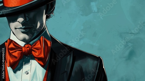 Illustration featuring a dapper top hat and a stylish bow tie