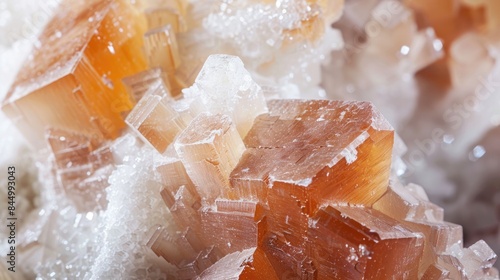 Macro close up of aragonite mineral stone on a white background