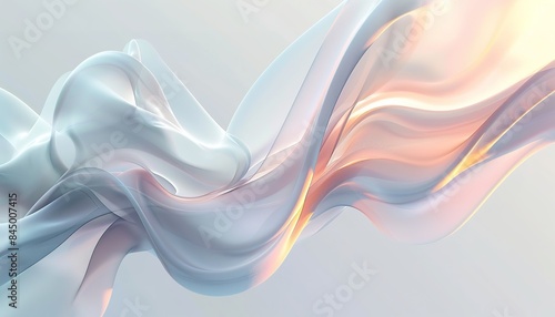 Abstract liquid flowing shape dynamic wave light white background