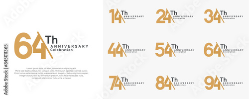 anniversary logotype vector set. brown and black color with slash for celebration day