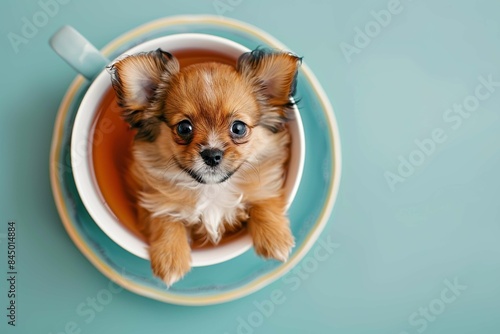 puppy floating in a teacup
