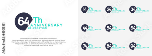 anniversary logo style vector sets. blue circle and white number for celebration