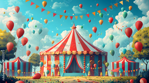 Aper Diploma In Style Of Circus Vector Illustration, Circus Tent, Generative Ai