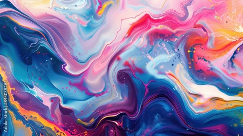 Colorful liquid flowing over water surface abstract painting for artistic inspiration and creativity