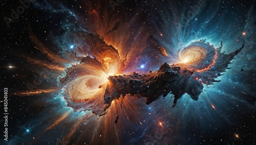 Cosmic Nebula with Star Cluster.