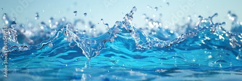 A close-up of a water splash in a blue pool. The water is crystal clear and the splash is dynamic