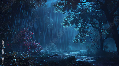 forest on a rainy night