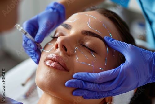 Close-up of a Woman Receiving a Facial Treatment