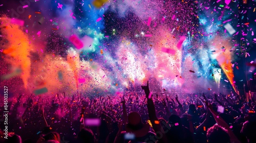 4. Envision a mesmerizing concert experience where vibrant stage lights paint the crowd in a spectrum of colors, while confetti showers down like shimmering raindrops, enveloping the audience in a