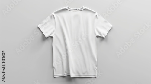 Men's white blank T-shirt template, from two sides, natural shape on invisible mannequin, for your design mockup for print, isolated on white background.