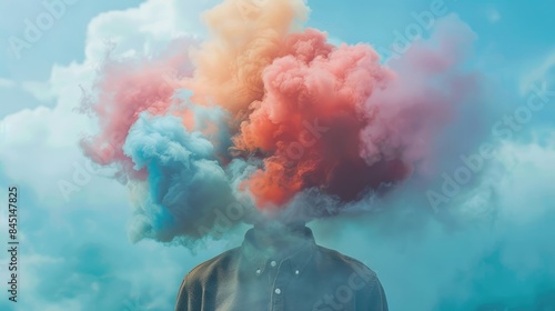 A colorful cloud labeled AGI covering someone s head