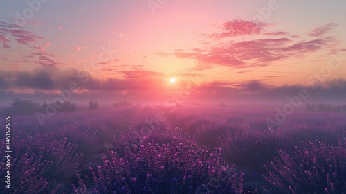 Sunrise in a field of lavender