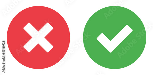 simple icon vector of tick and cross symbol. Yes, no, Correct, Wrong