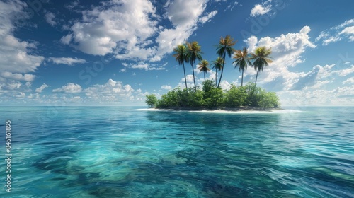 Beautiful solitary island in the ocean